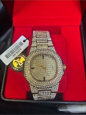 Gold-Tone Men's Pavé Crystal Watch - Gold